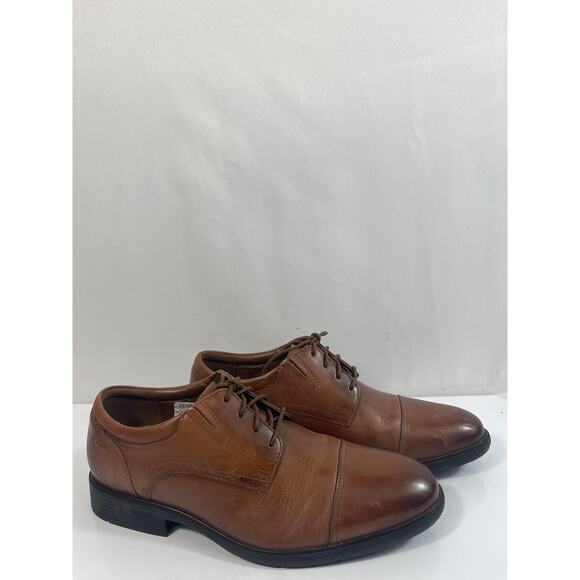 Clarks Steadwell Cap Shoes Mens Size 11 Brown Leather Derby 